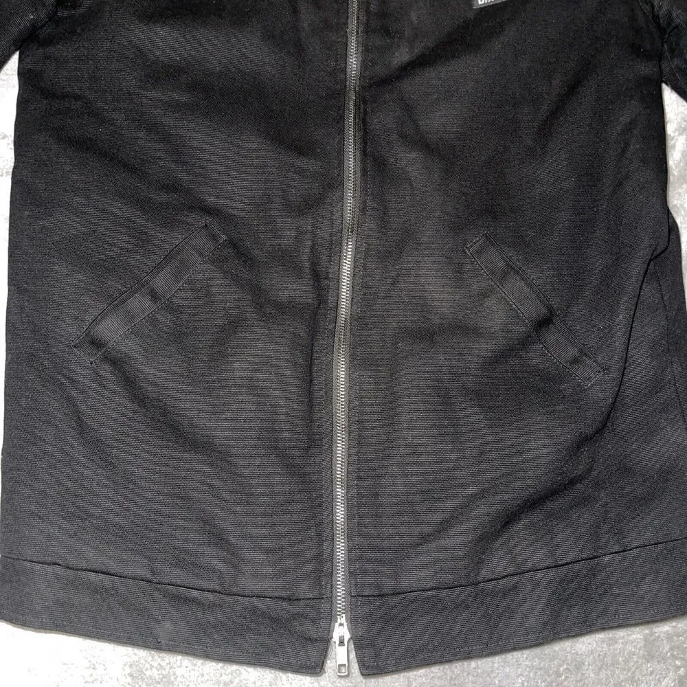 Dixxon Flannel Jacket Men's Size Small Full Zip Quilted‎ Lined Solid Black EUC